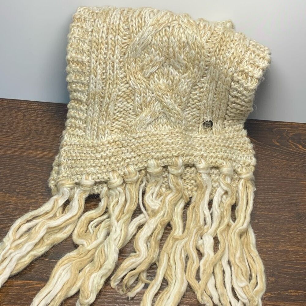 Liz Claiborne knit scarf 10 x 80” with 8 inch fringe